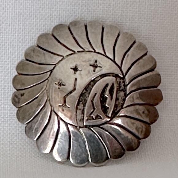 Vintage Native American Hopi Sterling Silver Overlay Pendant with Stars & Moon - Picture 1 of 4